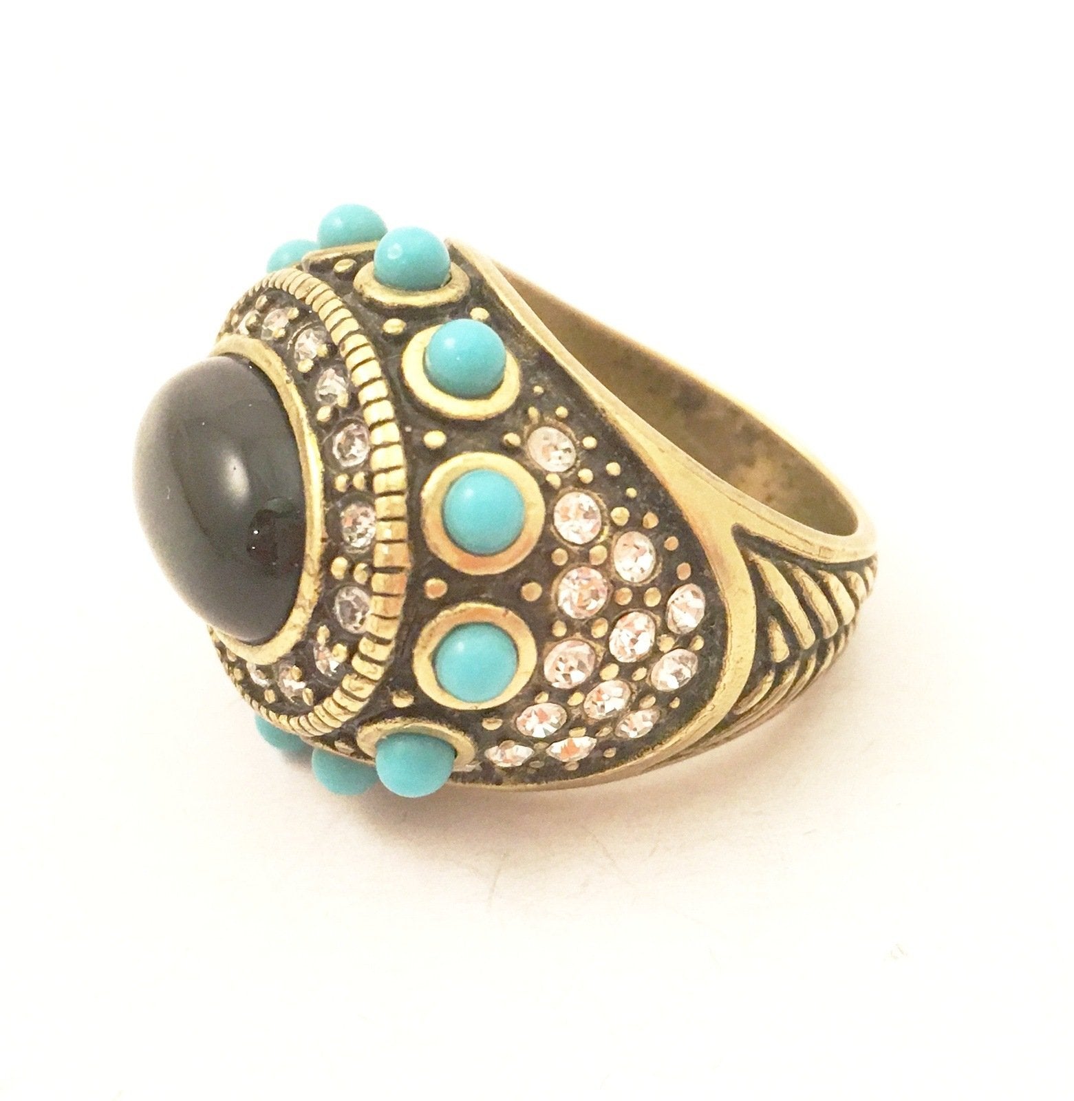 Heidi Daus Jewelry Swarovski Crystal Turquoise Onyx Ring