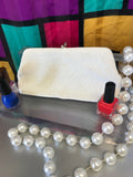 Magid White Beaded Clamshell Clutch Bag Vintage Accessories