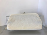 Magid White Beaded Clamshell Clutch Bag Vintage Accessories