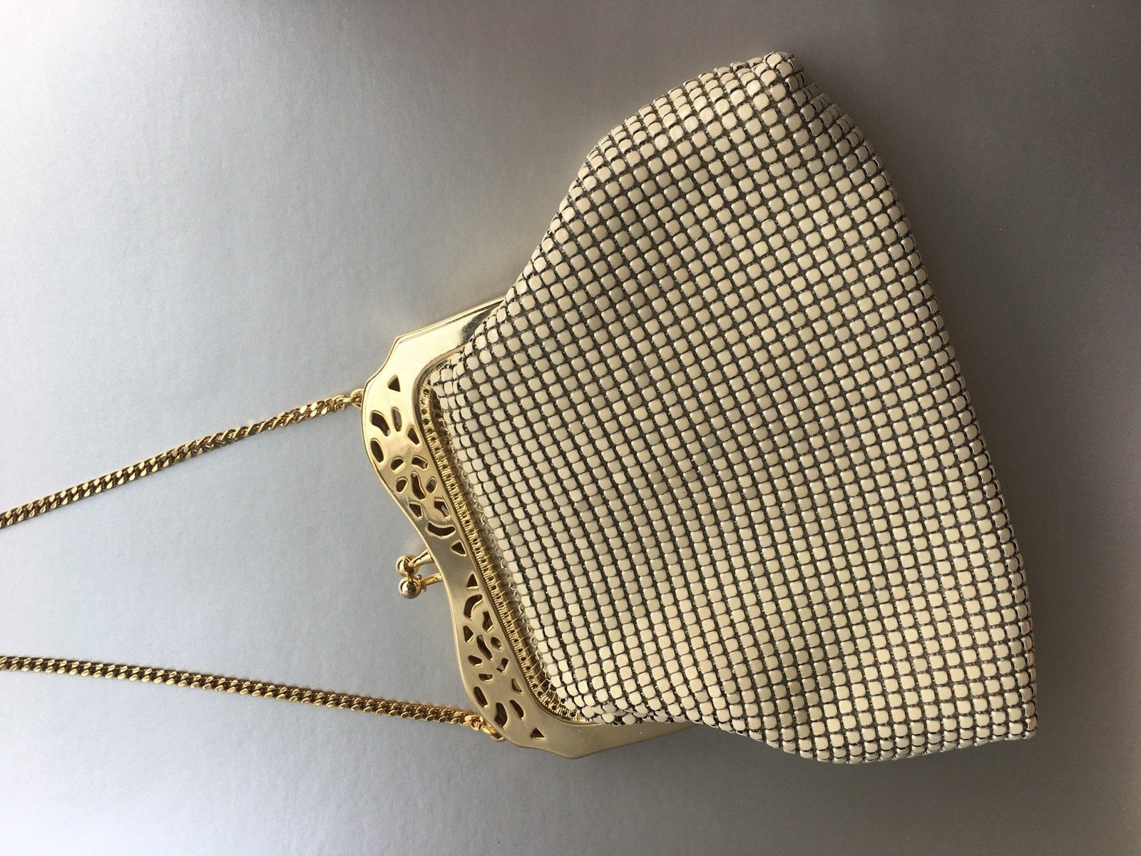 White Mesh Metal Purse Bag Vintage Accessory