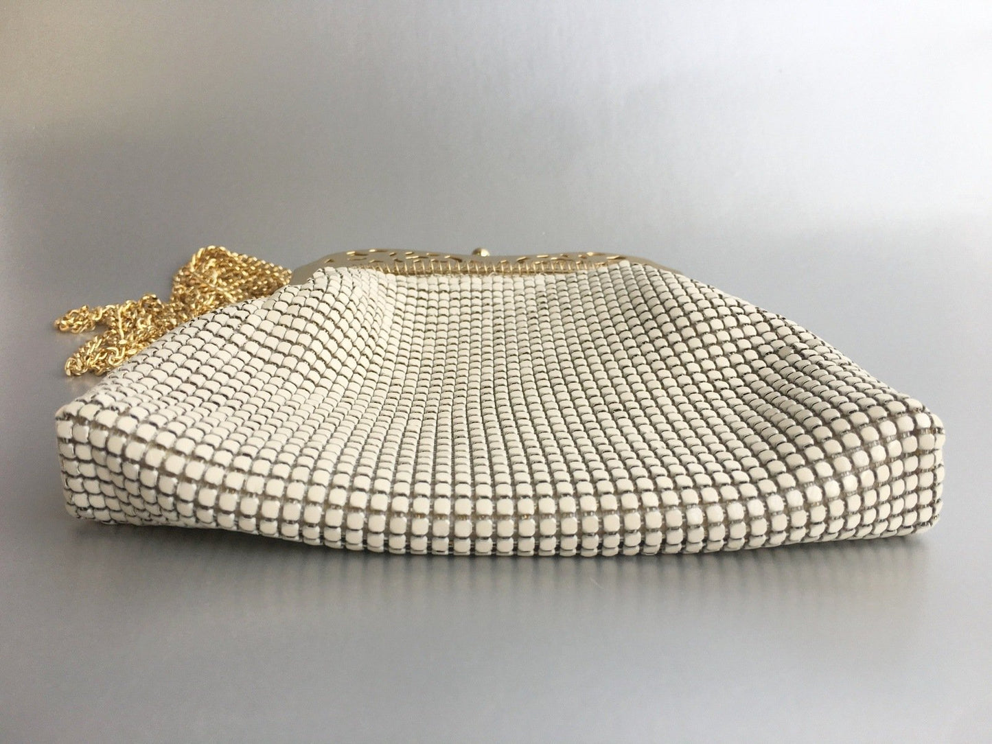 White Mesh Metal Purse Bag Vintage Accessory