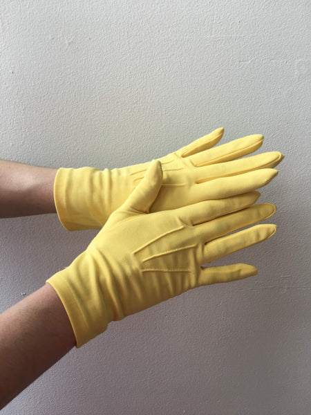 Yellow Nylon Gloves Vintage Accessory