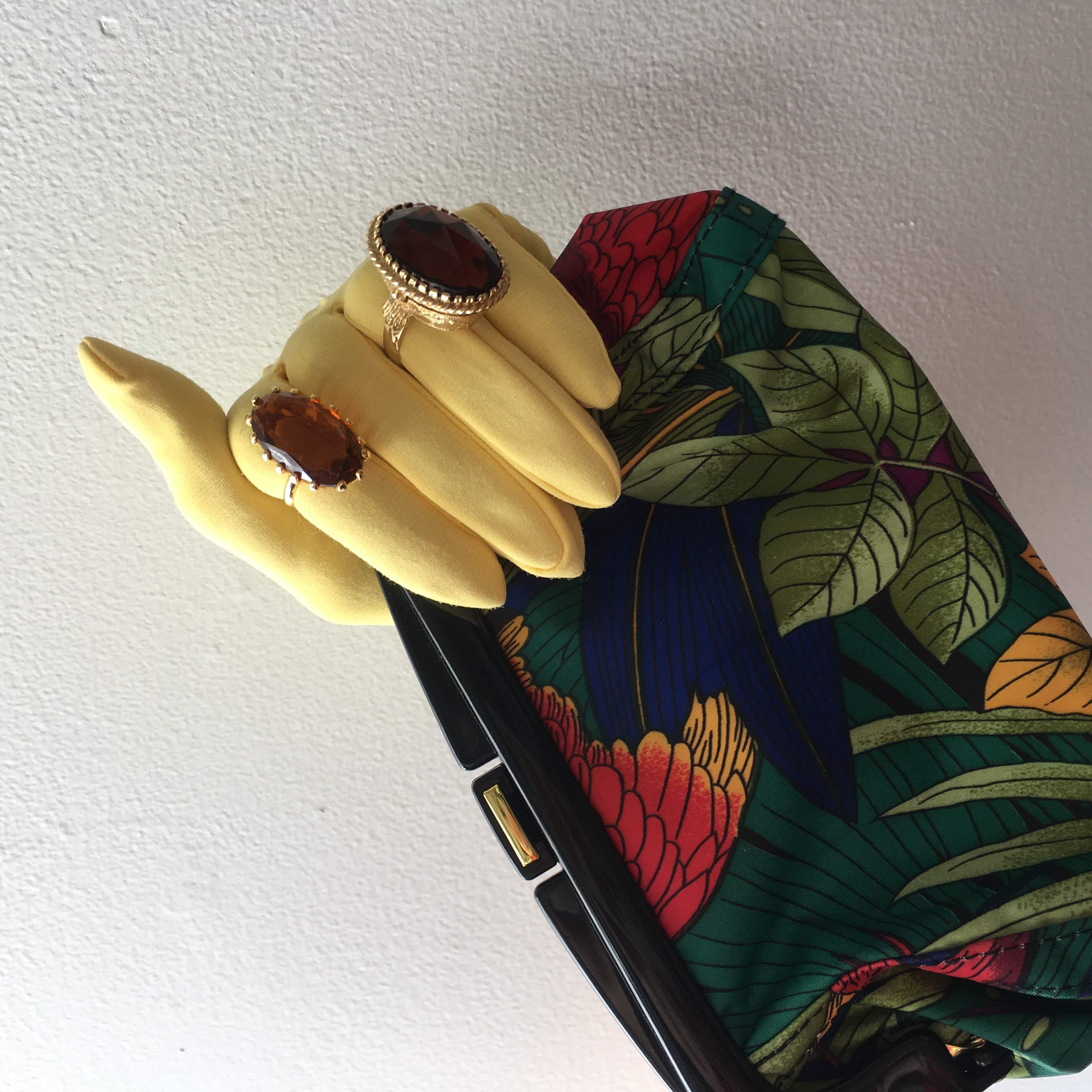 Yellow Nylon Gloves Vintage Accessory