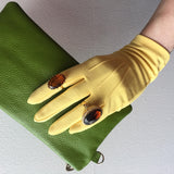 Yellow Nylon Gloves Vintage Accessory