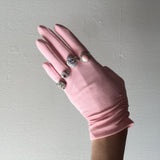 Pink Gathered Nylon Gloves Vintage Accessory