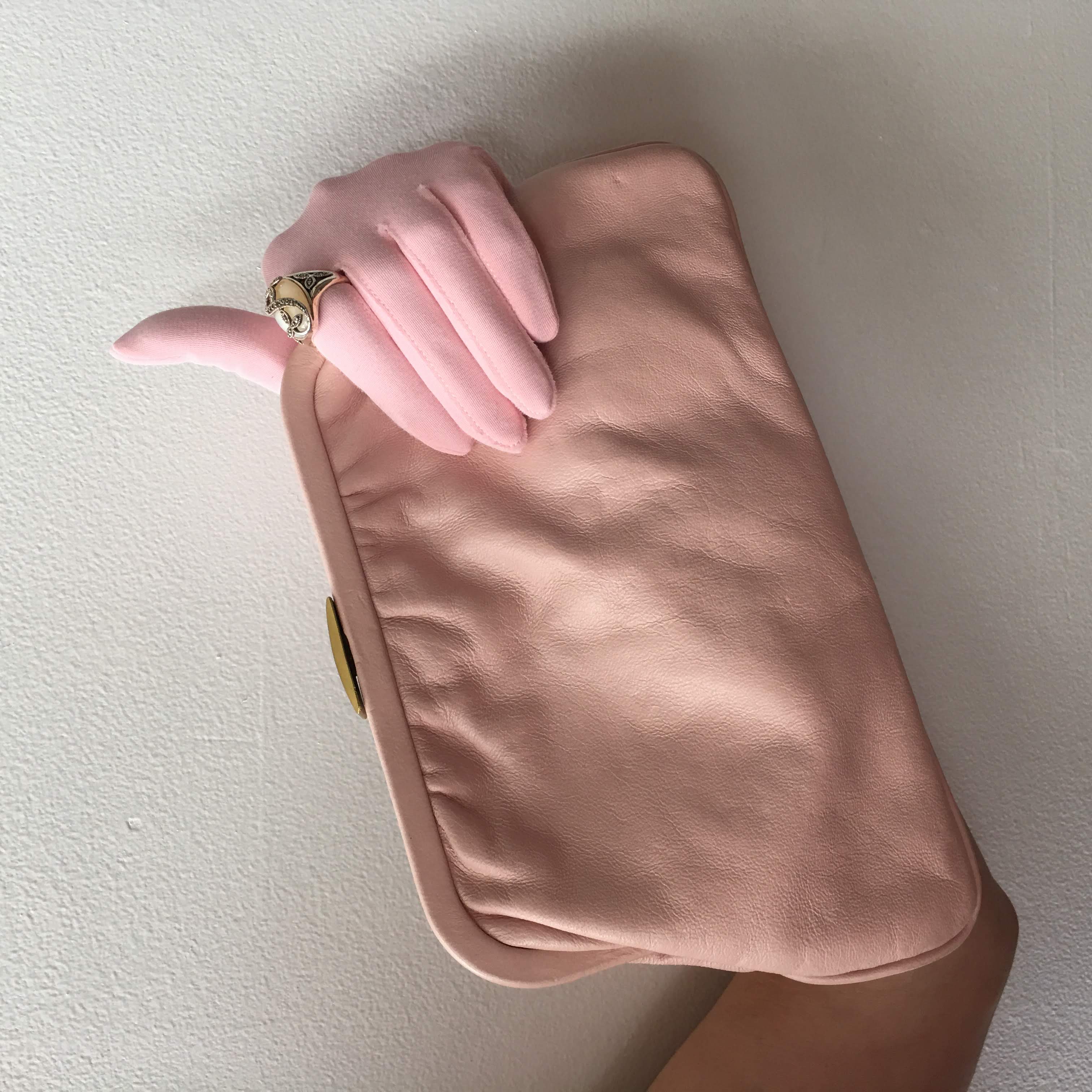 Pink Leather Clutch Bag Vintage Accessories