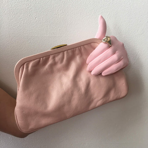 Pink Leather Clutch Bag Vintage Accessories