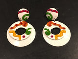 White Colorful Clip on Earrings Vintage Jewelry