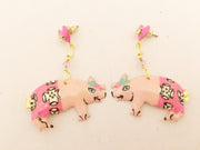Lunch at the Ritz Earrings Pink Pigs Whimsical Jewelry