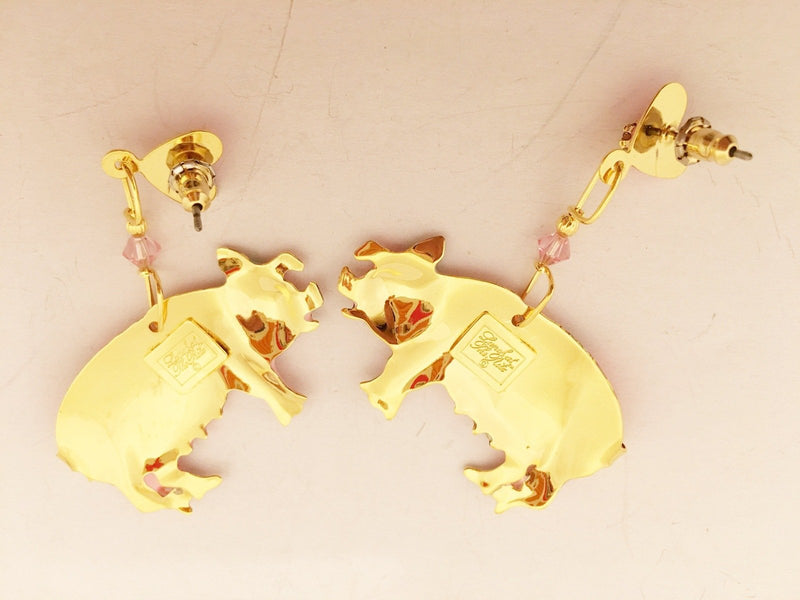 Lunch at the Ritz Earrings Pink Pigs Whimsical Jewelry