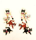 Lunch at the Ritz Earrings Kitty Cat Kitties Whimsical Jewelry