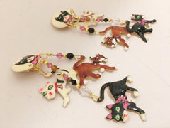 Lunch at the Ritz Earrings Kitty Cat Kitties Whimsical Jewelry