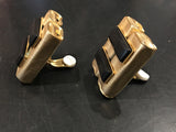 Modernist Clip on Earrings Golden Black Vintage Jewelry