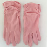 Pink Gathered Nylon Gloves Vintage Accessory