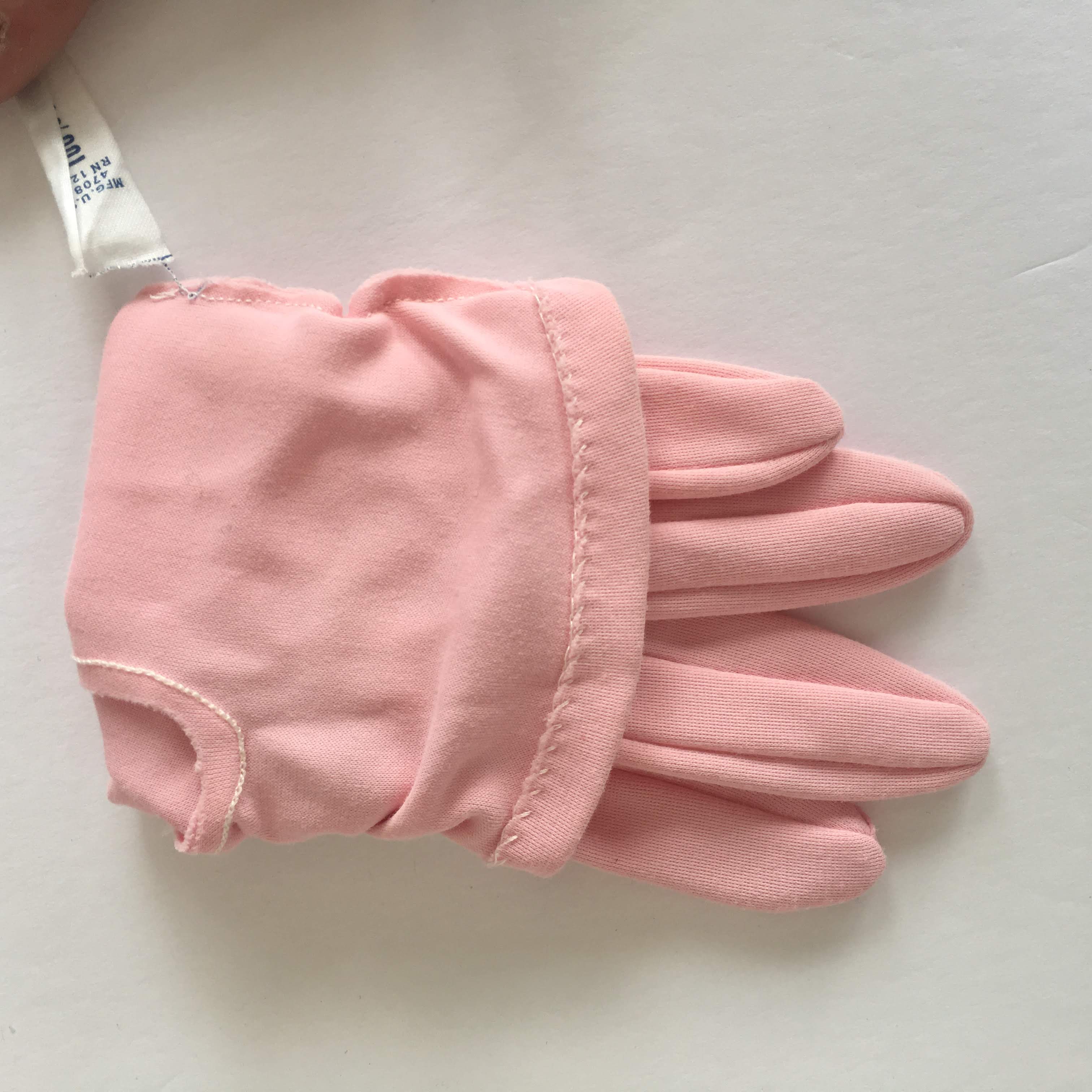 Pink Gathered Nylon Gloves Vintage Accessory