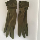 Green Gathered Nylon Gloves Vintage Accessory