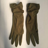 Green Gathered Nylon Gloves Vintage Accessory