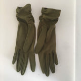 Green Gathered Nylon Gloves Vintage Accessory