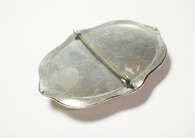 Glorious Past: 1930s Molded Celluloid Cameo Pin with Rhinestone Detailing
