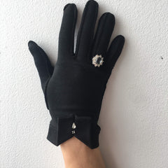 Black Gloves with Rhinestones Vintage Accessory