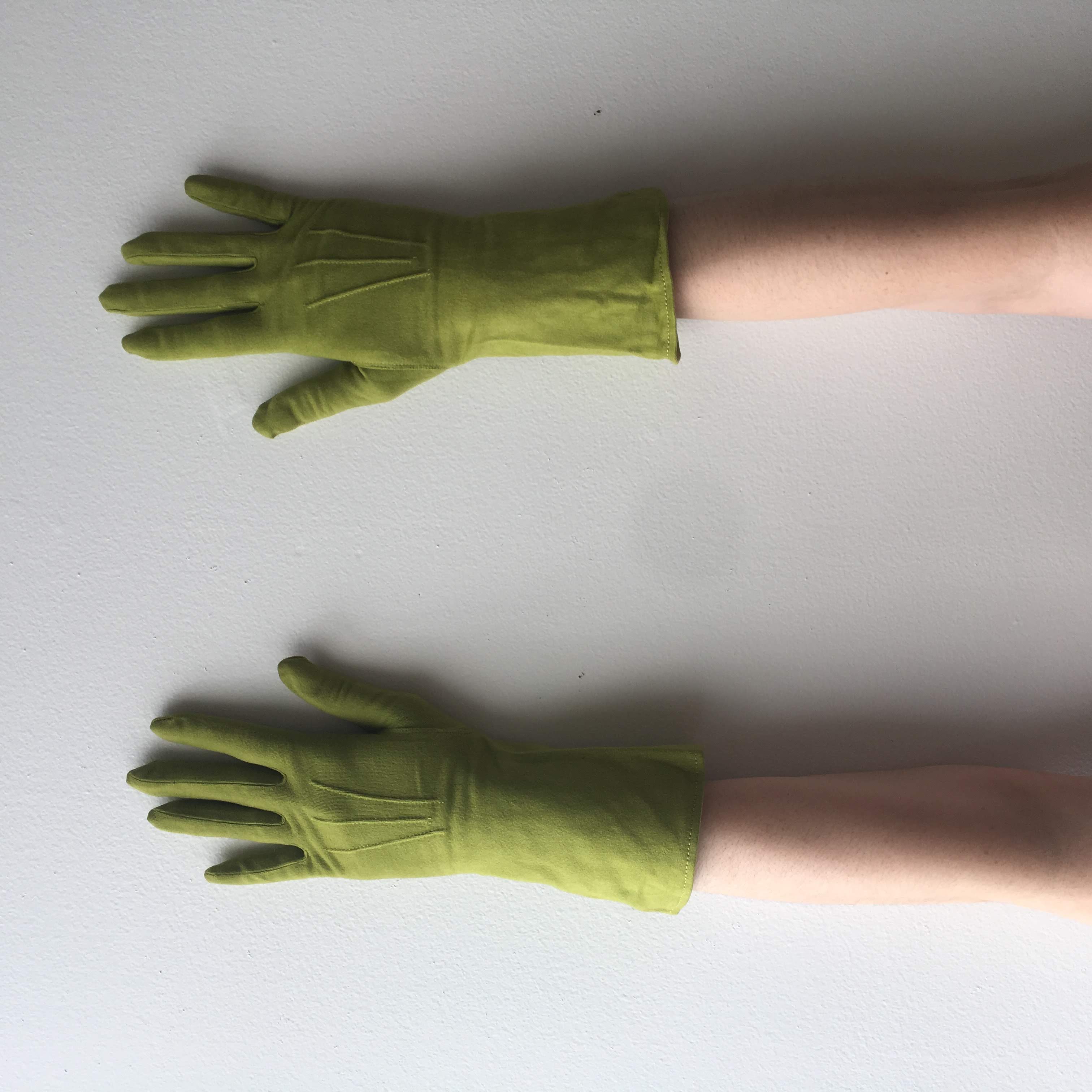 Long Green Rayon Gloves Vintage Accessory POSH