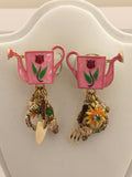 LATR 2 GO Whimsical Pink Flower Garden Runway Clip on Earrings