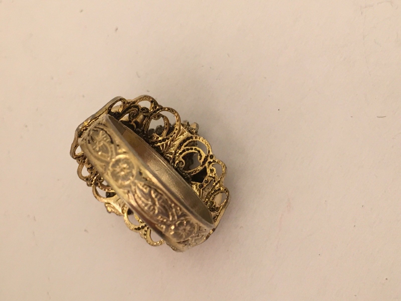 Vintage Gold Green Cocktail Ring