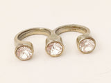 Triple Rhinestones Dual Knuckle Ring Vintage Jewelry