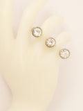 Triple Rhinestones Dual Knuckle Ring Vintage Jewelry