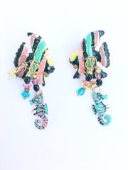 LATR Lunch at the Ritz Angel Fish Earrings Whimsical Jewelry