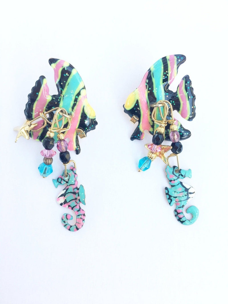 LATR Lunch at the Ritz Angel Fish Earrings Whimsical Jewelry