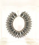 Husar D. Cameo Necklace Jet Black Czech Vintage Jewelry