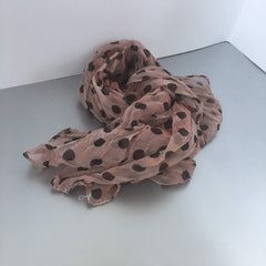 Nude Pink Black Polka Dots Scarf Accessory