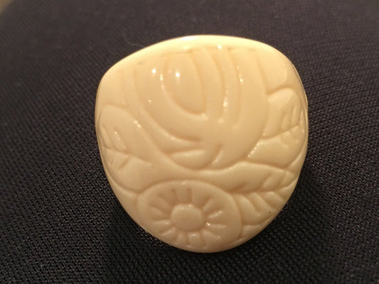 Floral Carved Cocktail Ring Vintage Plastic Jewelry