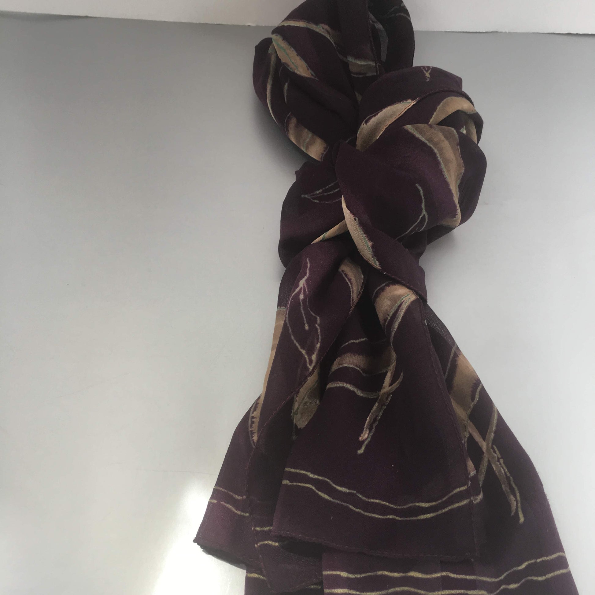 Purple Rose Flowers Garden Sheer Scarf Vintage Accessory