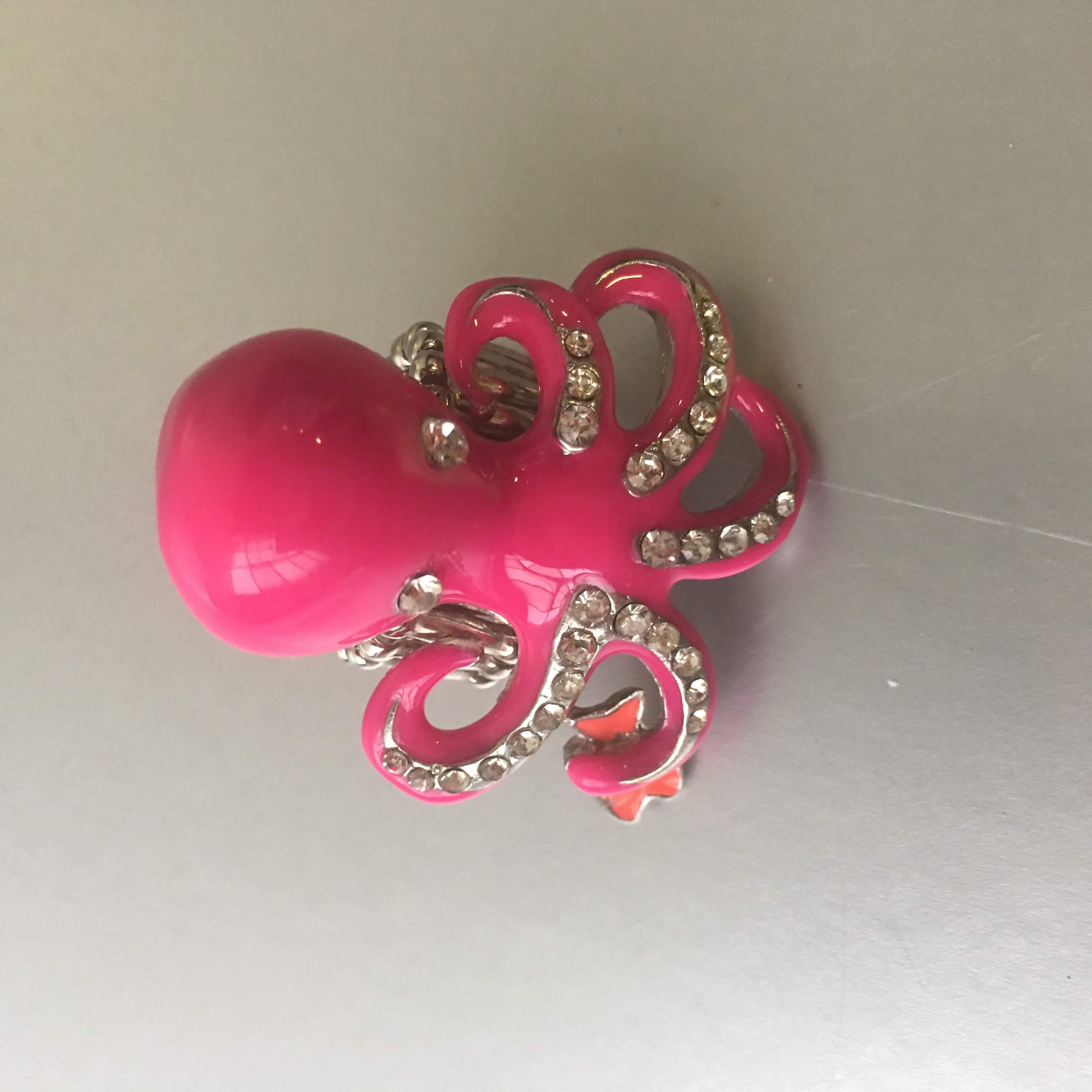 Steampunk Pink Octopus Figural Ring Contemporary Jewelry
