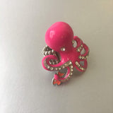 Steampunk Pink Octopus Figural Ring Contemporary Jewelry