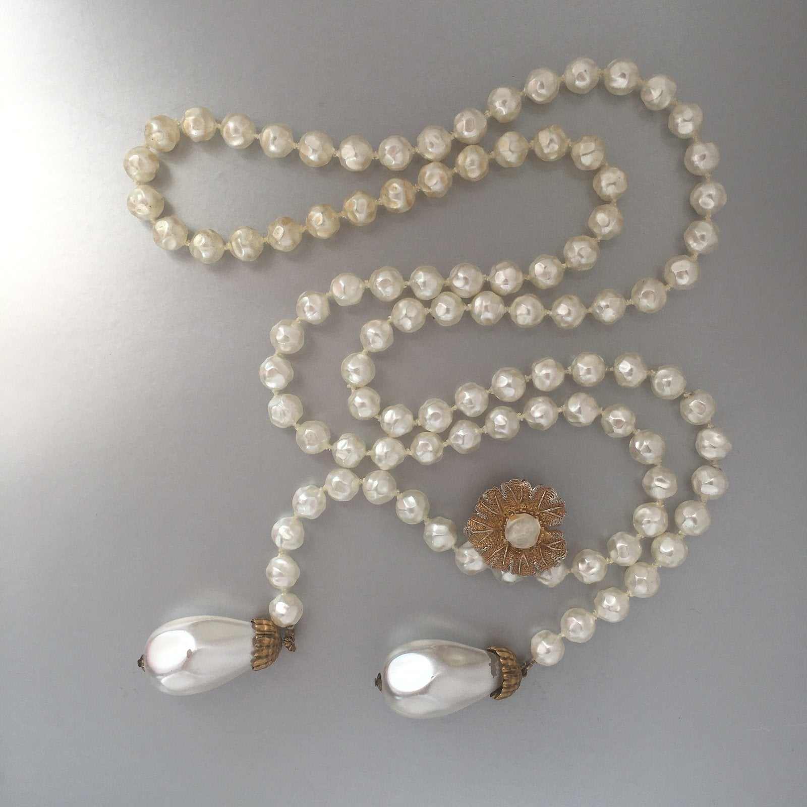 Floral Baroque Pearls Necklace Vintage Jewelry
