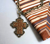 Robert Rose Cross Pendant Chain Necklace Figural Vintage Jewelry