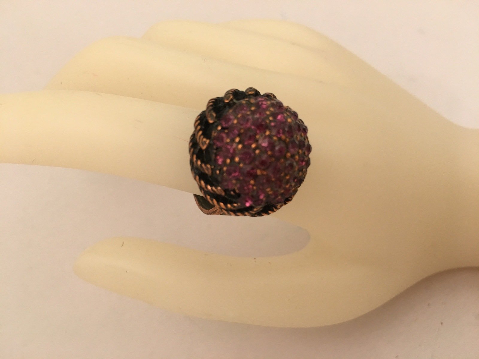 Vintage Hollycraft Purple Crystals Cocktail Ring