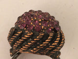 Vintage Hollycraft Purple Crystals Cocktail Ring