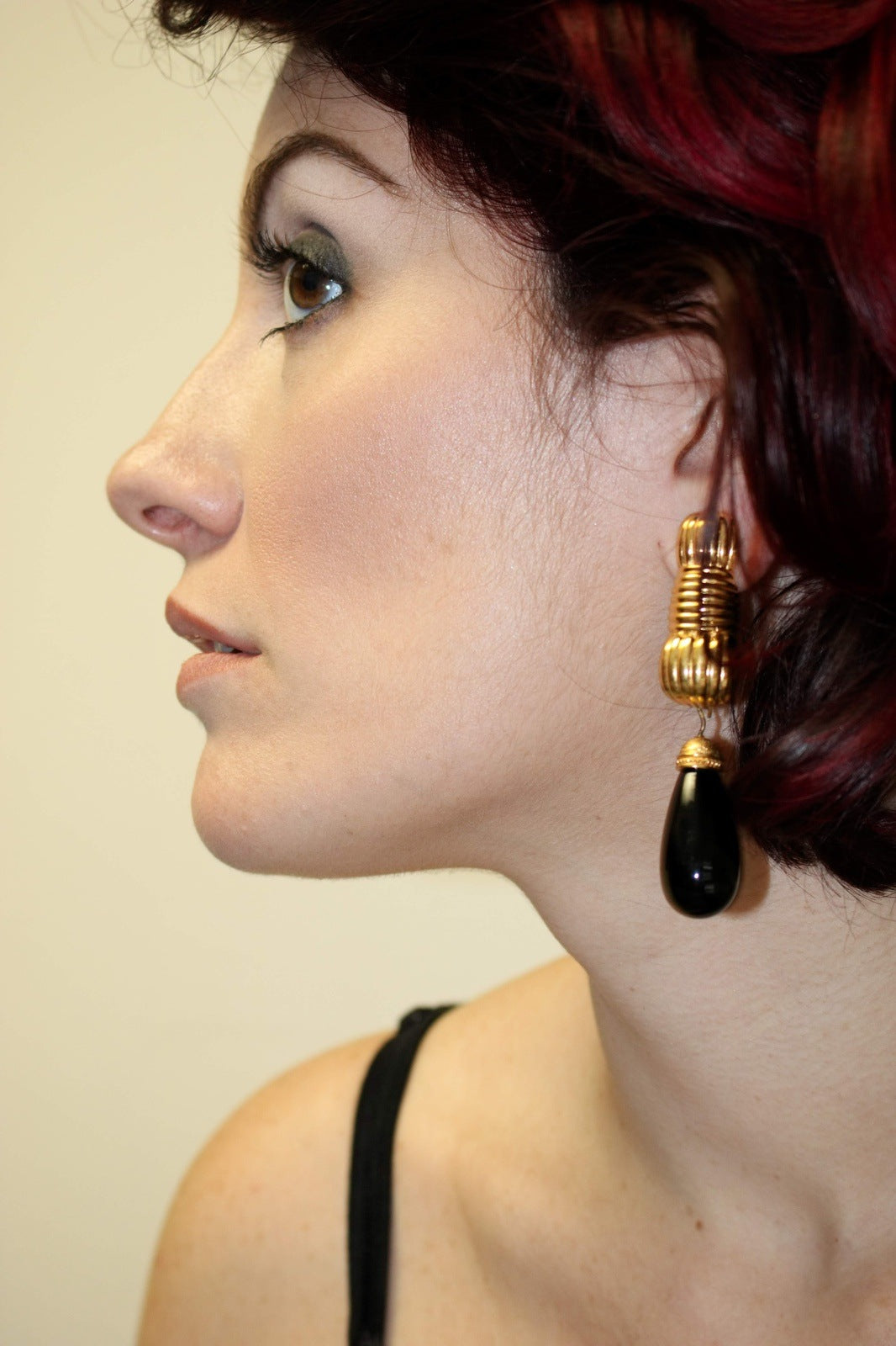 Fendi Black Gold Clip on Earrings Vintage Jewelry