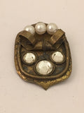 Art Deco Pearls Rhinestones Pin Brooch Vintage Jewelry