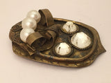 Art Deco Pearls Rhinestones Pin Brooch Vintage Jewelry