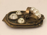 Art Deco Pearls Rhinestones Pin Brooch Vintage Jewelry