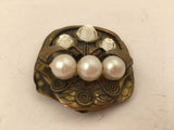 Art Deco Pearls Rhinestones Pin Brooch Vintage Jewelry