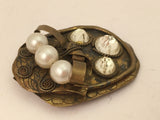 Art Deco Pearls Rhinestones Pin Brooch Vintage Jewelry