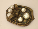 Art Deco Pearls Rhinestones Pin Brooch Vintage Jewelry