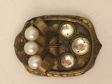 Art Deco Pearls Rhinestones Pin Brooch Vintage Jewelry