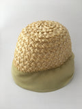 Vintage Yellow Hat Millinery Bucket Woven Straw Plastic Summer Accessory